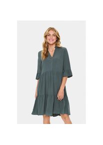 Saint Tropez, Damen, Blusenkleid &raquo;EdaSZ Dress&laquo; Sommerkleid, Tunikakleid mit Volant und 3/4 &Auml;rmel, Urban Chic, S - N-Gr, Bequeme Passform: Casual fit, 