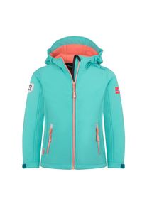 Trollkids, Damen, Softshelljacke &raquo;GIRLS TROLLFJORD JACKET&laquo; f&uuml;r Kinder und Jugendliche, sportlicher Stil, winddicht, aqua haze/harbor blue/mellow peach
