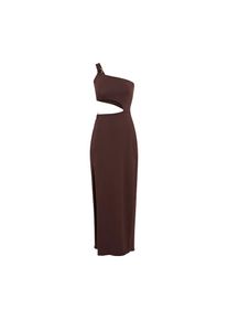 LSCN by LASCANA, Damen, One-Shoulder-Kleid, dunkelbraun, N-Gr, 38 - N-Gr, dunkelbraun, Modisches Maxikleid