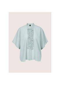 Madeleine Mode MADELEINE, Damen, Kurzarmbluse &raquo;Blusenshirt Elegante Seidenbluse mit R&uuml;schen&laquo; Bluse Durchgekn&ouml;pft und mit R&uuml;schendetails, hellsalbeigr&uuml;n, 38, Flie&szlig;end