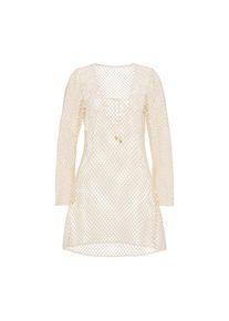 LSCN by LASCANA, Damen, Minikleid, creme, N-Gr, 44 - N-Gr, creme, Tiefer Rundhalsausschnitt mit Bindeband