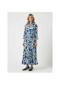 Y.A.S, Damen, Hemdblusenkleid &raquo;YASSAVANNA LONG SHIRT DRESS&laquo; Sommerkleid, mit 3/4 &Auml;rmel, Clear Sky AOP:LIRO PRINT, S - N-Gr, 3/4-&Auml;rmel und Taillennaht: