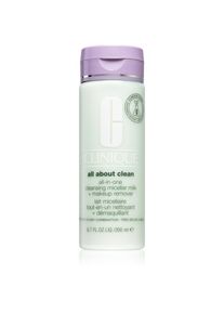 Clinique All About Clean&trade; All-in-One Cleansing Micellar Milk + Makeup Remover k&ouml;nnyű &aacute;llag&uacute; tiszt&iacute;t&oacute;tej sz&aacute;raz &eacute;s nagyon sz&aacute;raz bőrre 200 ml