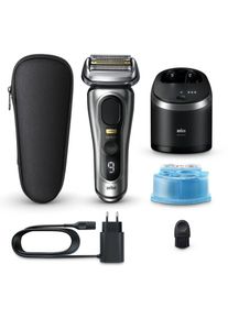 Braun Series 9 PRO+ 9567cc elektromos borotv&aacute;lkoz&oacute; k&eacute;sz&uuml;l&eacute;k tiszt&iacute;t&oacute;- &eacute;s t&ouml;ltő&aacute;llom&aacute;ssal Silver 1 db