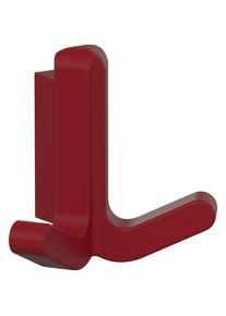 HEWI, Kleiderhaken + Wandgarderobe, Doppelhaken Serie 477 matt, elastisch Kunststoff (TPU) 33 rubinrot H&ouml;he 69 mm