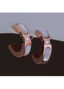 Holzkern Earrings Femme or rose et nacre
