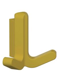 HEWI, Kleiderhaken + Wandgarderobe, Doppelhaken Serie 477 matt, elastisch Kunststoff (TPU) 18 senfgelb H&ouml;he 69 mm