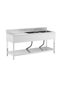 Mosogat&oacute; asztal - 2 t&aacute;l - rozsdamentes ac&eacute;l - 180 x 60 cm - ROYAL CATERING RCGS-2B1800D6