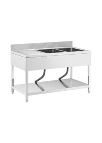 Mosogat&oacute; asztal - 2 medence - rozsdamentes ac&eacute;l - 140 x 70 cm - ROYAL CATERING RCGS-2B140D7