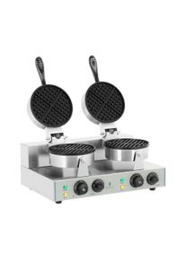 ROYAL CATERING Dupla gofris&uuml;tő - 2 x 1300 Watt - kerek RCWM-2600-R