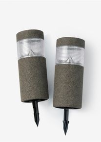 Lampada segnapassi solare decorativa (pacco da 2), Grigio, Taglia 38,5x10 cm, bonprix