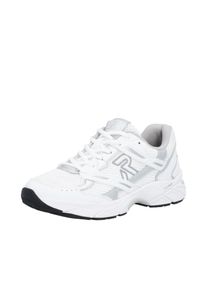 Sneaker RIEKER SPORT, Damen, Gr. 42, wei&szlig; (wei&szlig;, silberfarben), Lederimitat, Textil, unifarben mit Farbeinsatz, Schuhe Sneaker, Schn&uuml;rschuh, Halbschuh, Freizeitsneaker mit Memory-Schaum