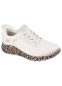 Sneaker Skechers "BOBS SQUAD CHAOS-DAILY PROWL", Damen, Gr. 37, wei&szlig;, leo, Textil, Schuhe Sneaker, Slip on Sneaker, Freizeitsneaker mit No Tie Fit zum Schlupfen