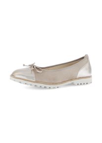 Ballerina Gabor, Damen, Gr. 35, taupe, silberfarben, Glattleder, Veloursleder, Schuhe Ballerina, Blockabsatz, Businessschuh, Schlupfschuh mit Zierschleife