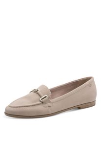 Slipper Tamaris, Damen, Gr. 42, hellgrau, Ziegenveloursleder, unifarben, Schuhe Slipper, Blockabsatz, Businessschuh, Schlupfschuh mit modischem Zierriegel