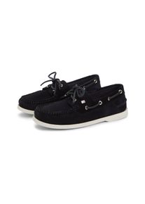 Bootsschuh Tommy Hilfiger "HILFIGER SUEDE BOAT SHOE", Damen, Gr. 38, Leder, schwarz (dunkelblau), Veloursleder, Schuhe Bootsschuh, Freizeitschuh, Halbschuh, Schn&uuml;rer mit modischen Durchz&uuml;gen