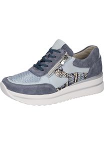 Waldl&auml;ufer Keilsneaker WALDL&Auml;UFER "K-LUANA-Soft", Damen, Gr. 8 (42), blau (jeansblau, hellblau), Nappaleder, Nubukleder, Textil, Veloursleder, Reptilienpr&auml;gung, kontrastfarbene Details, metallic, Schuhe Keilsneaker, Komfortschuh mit Bungeez-Funktion f&uuml;r Hallux Valgus, K-Weite