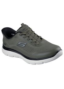 Slip-On Sneaker Skechers "SUMMITS-LEYTER", Herren, Gr. 40, gr&uuml;n (oliv, schwarz), Synthetik, Textil, Schuhe Slip-On Sneaker, Slipper, Schn&uuml;rschuh mit Handsfree Slip-Ins Funktion