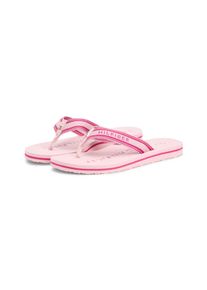 Zehentrenner Tommy Hilfiger "TH WEBBING SUMMER SANDAL", Damen, Gr. 42, rose, Textil, unifarben mit Farbeinsatz, Basic, Schuhe Zehentrenner, Sommerschuh, Strandschuh, Dianette mit Streifen und Logoschriftzug