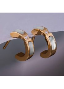 Holzkern Earrings Donna oro e madreperla