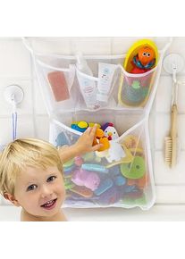 Baby Shower Bath Toys White Baby Kids Toy Storage Mesh With Strong Suction Cups Toy Bag Net Bathroom Organizer