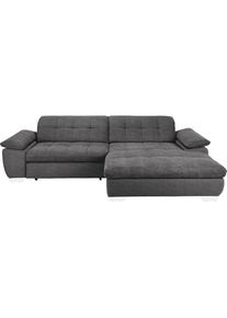 CARRYHOME Ecksofa, Dunkelgrau, Metall, Ottomane rechts, L-Form, 265x180 cm, Fu&szlig;auswahl, Stoffauswahl, seitenverkehrt erh&auml;ltlich, Wohnzimmer, Sofas & Couches, Wohnlandschaften, Ecksofas