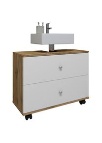 Vcm Waschbeckenschrank &raquo;Badm&ouml;bel Badunterschrank Rollen Schublade Nilosi L&laquo; 1 Stk. tlg.