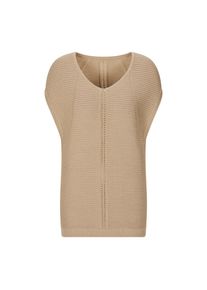 GOLDNER Rundhalspullover &raquo;Kurzgr&ouml;&szlig;e Rippstrickpullover mit V-Ausschnitt&laquo; gold farbiges Garn mit verstickt beige, Gr&ouml;&szlig;e 23