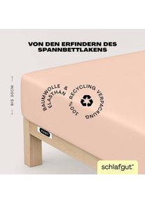 Spannbettlaken Schlafgut "EASY JERSEY ELASTHAN Bettlaken, 170 g/m&sup2;, 95% Baumwolle, 5% Elasthan", rot (rot light), 1 Stk., Jersey, 180-200x200-220 30cm, Jersey, Obermaterial: 95% Baumwolle, 5% Elasthan, Bettlaken, Spannbettlaken, Spannbettlaken bis 30 cm H&ouml;he, b&uuml;gelfrei, pflegeleicht, perfekter Sitz