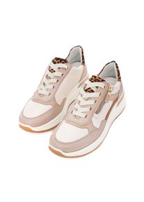 Keilsneaker Ara "GARDA", Damen, Gr. 6 (39), atmungsaktiv, beige (creme, beige, leo), Glattleder, Textil, Veloursleder, kontrastfarbene Details, Schuhe Keilsneaker, Plateausneaker, Keilsneaker mit Wechselfu&szlig;bett in H-Weite
