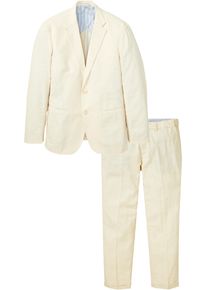 Anzug bonprix "Anzug aus luftigem Leinen-Mix (2-tlg.Set), Regular Fit", Herren, Gr. 62, N-Gr, beige (sandbeige), Web, Obermaterial: 55% Leinen, 45% Baumwolle. Futter: 100% Polyester, unifarben, festlich, regular fit, Anz&uuml;ge Anzug, zweiteiliges Set mit Sakko und Hose, aus Leinen und Baumwolle