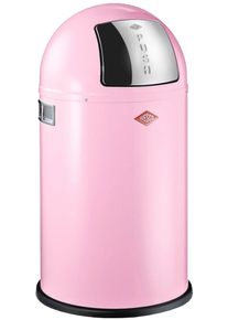 M&uuml;lleimer Wesco "Pushboy Junior Abfallsammler", pink, B:35cm H:63cm T:35cm &Oslash;:35cm, Edelstahl, Kunststoff, Metall, Stahlblech, M&uuml;lleimer, M&uuml;lleimer, mit Metalleinsatz, Griffe, Einwurfklappe aus Edelstahl und Bodenring