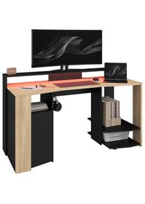 Parisot, Gamingtisch &raquo;Meta 1&laquo; Set, 2 Stk. tlg., Eiche Nachbildung + Eiche Nachbildung, Schwarz + Eiche Nachbildung, B/H/T: 152 cm x 88 cm x 60 cm, 