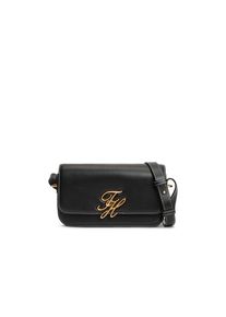 Tommy Hilfiger, Damen, Umh&auml;ngetasche &raquo;TH SCRIPT FLAP CROSSOVER&laquo; Schultertasche, Handtasche, Mulitfach, Clutch mit Logo, schwarz, B/H/T: 22,5 cm x 12 