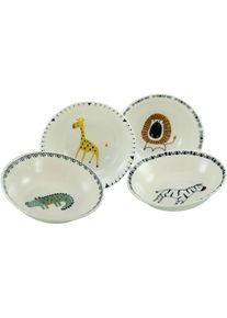 Creatable, M&uuml;slischale &raquo;Safari, Schale 18, 5 cm, 4-tlg.&laquo; 4 aus Steinzeug Unregelm&auml;&szlig;ig gef&auml;rbter Rand, Unikat, bunt, Steinzeug, B/H/L: 25 cm x 14 cm, 