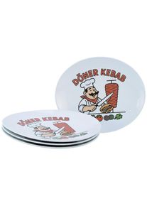 Creatable, Speiseteller &raquo;Gourmet, Kebabteller 4-tlg.&laquo; Zeitlos, Hochwertiges Porzellan, wei&szlig;, Porzellan, wei&szlig;