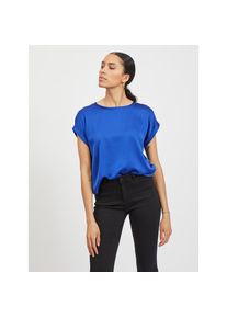 Vila, Damen, Kurzarmshirt &raquo;VIELLETTE S/S SATIN TOP - NOOS&laquo; Satin Optik, Mazarine Blue, 44, Regular Fit Passform: umspielt locker den Oberk&ouml;rper
