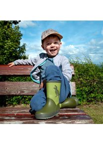 MaxiMo, Herren, Gummistiefel 2 tlg. Dino-Motiv, gef&uuml;ttert, reflektierend, dark tee/schilf, 32, Gummistiefel aus flexiblem Naturkautschuk von MaxiMo