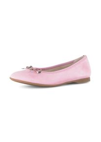Gabor, Damen, Ballerina Businessschuh, Flats, Schlupfschuh mit Zierscheife, rosa, 43, Ballerina mit komfortablem Elastikeinfass