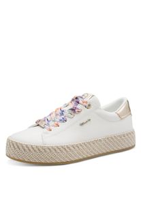 Tamaris, Damen, Plateausneaker , Freizeitschuh, Halbschuh, Schn&uuml;rschuh mit Textilkordel am Plateau, wei&szlig;, 41, Sneaker mit sch&ouml;nen Metallic-Details