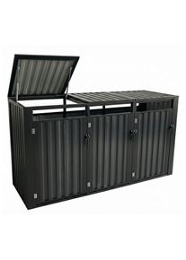 Wellker M&uuml;lltonnenbox 3er Metall anthrazit f&uuml;r 120 - 240 L Tonne &agrave; prix bas
