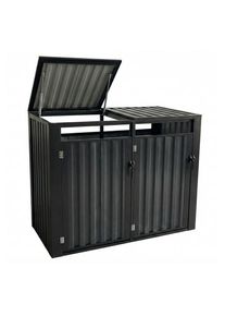 Wellker M&uuml;lltonnenbox 2er Metall anthrazit f&uuml;r 120 - 240 L Tonne &agrave; prix bas