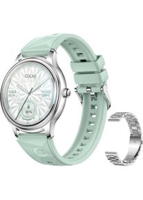 Colmi Smart Watch L28 (Silver-Green + silver steel strap), Smartwatch