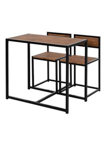 HOMCOM 3 Piece Dining Table Set, Industrial Kitchen Table and 2 Chairs, Steel Frame | Aosom Ireland
