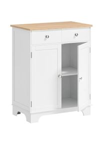 HOMCOM Kitchen Floor Cabinet Side Storage Cupboard Multi-use Sideboard Table with Solid Wood Top, Adjustable Shelf,Drawer for Dining Room, Living Room,Hallway | Aosom Ireland