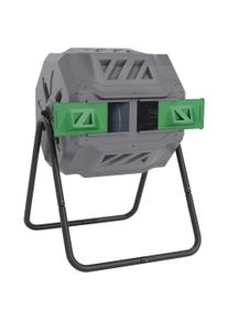 Outsunny 160L Tumbling Compost Bin Outdoor Dual Chamber 360&deg; Rotating Composter w/ Sliding Doors & Solid Steel Frame, Grey | Aosom Ireland