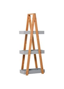 kleankin Bathroom Storage Shelves, 3-Tier Slim Shelving Unit, Freestanding Bamboo Shelf Unit, A Frame Space Saver Toilet Rack, Natural | Aosom Ireland