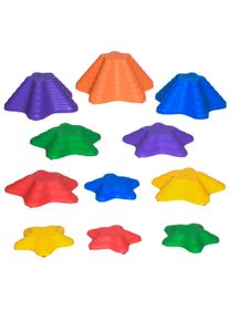 Outsunny 11-Piece Balance Stepping Stones for Kids Starfish Style Non-slip Obstacle Course Stackable Balance Blocks Garden Toys Encourage Toddler Balance Indoor Outdoor - Multicoloured | Aosom Ireland