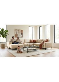 Wohnlandschaft OTTO HOME "OLAND U-Form, XXL, B: 342 cm, Skandi-Design", cream, B:342cm H:85cm T:260cm, 100% Polyester, Sofas, Wohnlandschaft, Skandi-Design in Struktur, Flachgewebe, Luxus-Microfaser, Boucle