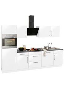 Wiho-K&uuml;chen K&uuml;chenzeile WIHO K&Uuml;CHEN "Cali, TOPSELLER", wei&szlig; (k&uuml;che: grau, korpus: wei&szlig;, arbeitsplatte: granit grau), B:280cm T:60cm, Komplettk&uuml;chen-Sets, K&uuml;chenzeile, ohne E-Ger&auml;te, Breite 280 cm